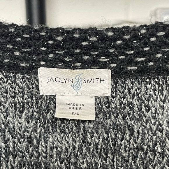 Jaclyn Smith Black & Gray Knit Open Front Cardigan Jacket Textured Sweater - Picture 5 of 6
